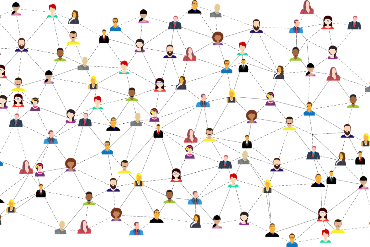 Group of icons connected